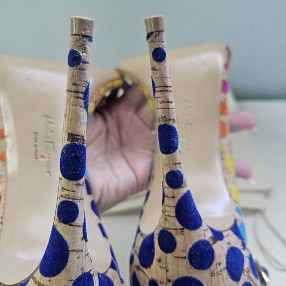 Salvatore Ferragamo Multicolor Polka Dot Heels - Picture 5 of 7